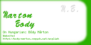 marton body business card