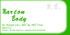 marton body business card